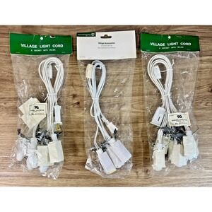 Dept 56 Christmas Snow Village Light Cord Bulbs Lot of 3 2x 6 Socket 1x 3 Socket